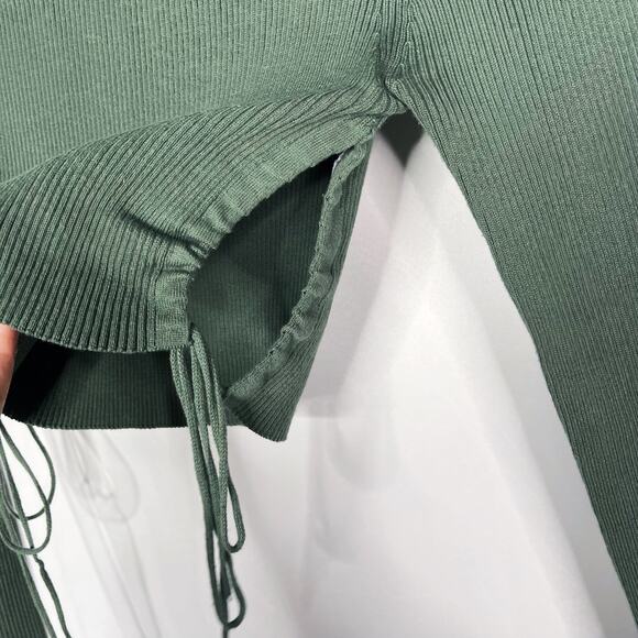 Zara Womens Small S Green Cropped Ribbed Sweater Side Tie Keyhole Opening Fitted - Picture 8 of 8